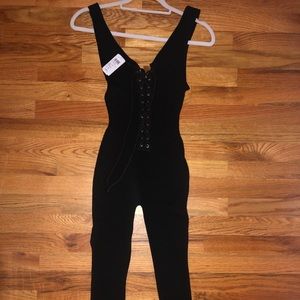 Black Catsuit with Tie Front